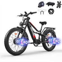 Brigittebike Electric Bike for Adults 1500W 52V 21Ah 37MPH 50Miles Range 26” Fat Tire Beach Snow Mountain Bike Dual Hydraulic Disc Brakes Full Suspension ES7PRO-1500W-37MPH Black