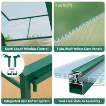 8x12 FT Greenhouse, Polycarbonate Walk-in Greenhouse for Outdoors with Roof Vent & Lockable Outward-Opening Swing Door, Heavy-Duty Aluminum Green House for Garden, Backyard, Patio, Lawn, Deep Green