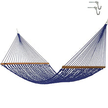 Hatteras Hammocks Executive Navy DuraCord Rope Hammock – 13 ft. x 65 in., 2-Person, 450 lb Capacity, Cumaru Spreader Bar, Zinc-Plated Hardware – Handcrafted in The USA