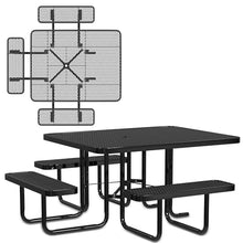 Leisure Craft 46" ADA Square Metal Picnic Table with Bench, Made in USA