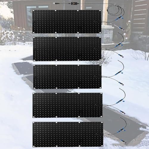 Heated snow melting mat, outdoor stair anti-slip winter de-icing and ice melting product, winter snow and ice melting mat 2 inches/hour fast melting, suitable for winter outdoor stair doorway(5 Pcs,25