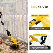 Small Tiller Cultivator, Household Use Electric Tiller, Garden Tiller, Lightweight Cordless Garden Cultivator for Gardening, Manganese Steel Blade, 20v Lithium