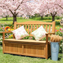 Jidanmian Storage Bench Deck Box for Patio Furniture, Solid Wood, Large Outdoor Bench Front Porch Decor and Outdoor Seating – Perfect to Store Garden Tools and Items(B)