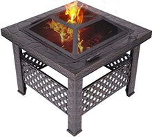Garden Fire Pit Portable Grill Barbecue Rack Outdoor Fire Pits Wood Burning Table Backyard, Terrace, Patio, Camping - includes Mesh Spark Screen Top, Waterproof Cover for Camping