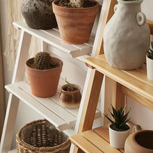 Vintage Decor Plant Trellis Retro Decor Wooden Plant Stand 4 Tier Flower Pot Display Shelf Rack Simple Planter Holder Foldable Wood Ladder Shelf For Home Patio Lawn Garden Balcony Display Rack