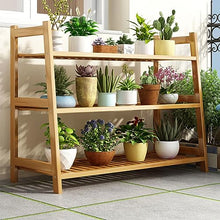 ZOCWJK Retro Ladder Shelf 3 Tier Flower Stand Wood Rustic Flowerpot Stand Freestanding Plant Shelf Wood Indoor Plant,