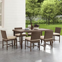 Crosley Furniture Bradenton 7-Piece Outdoor Dining Set Weathered Brown with Sand Cushions