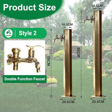 Antique Bronze Outdoor Water Column with Faucet Hose Stand, Stainless Steel Garden Tap Vertical Floor Mounted Hydrant Water Spigot for Irrigation Washing, 50/86cm(Bottom Inlet,86cm/33.7in,Style 2)