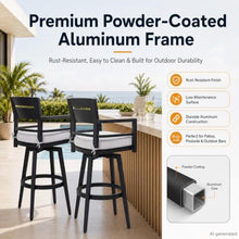 QEGFWE Modern Outdoor Bar Stools Set of 2, Patio Chairs for Garden, Balcony，White-Swivel