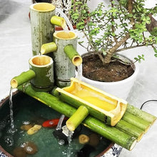 Primary Color Bamboo Fountain Kit, Solar Water Feature, Zen Flowing Waterscape Decoration, Bamboo Fish Tank Filter Ornament, Landscape Fountain, for Garden, Yard, Pond, 17.7in