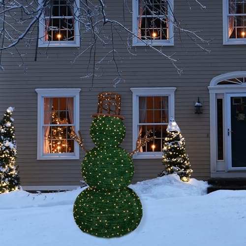 Northlight Lighted Commercial Topiary Snowman Outdoor Christmas Decoration 6.5' Green