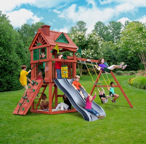 Gorilla Playsets Double Down II Wood Swing Set Redwood