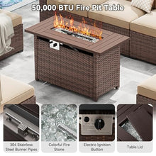 8-Piece Wicker Outdoor Patio Furniture Set with 44" Fire Pit Table