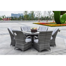 Direct Wicker Round 6-Person Gray Aluminum Outdoor Dining Set with Cushions
