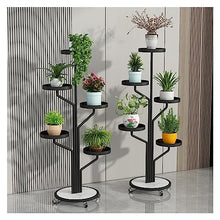 ZOCWJK Plant standFlower Stand Cart with 5 Trays Plant Stand with Wheels Metal Flower Pot Holder for Outdoor Patio Porch 52" Tall Flower Shelf,Schwarz