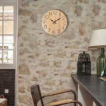 Outdoor Wall Clock, Round Digital Wooden Wall Clock, 30 cm Garden Waterproof Wall Clock Decoration, for Patio/Courtyard