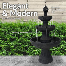 Sunnydaze 43” Flower Blossom 3-Tier Outdoor Water Fountain, Electric, Black