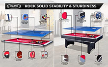 RACK Scorpius 7-Foot Multi Game Billiard/Pool Table Tennis Red Felt Black Body