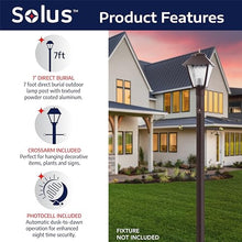 Solus 7-Foot Direct Burial Lamp Post – Aluminum Outdoor Light Pole with Decorative Cross Arm & Dusk-to-Dawn Sensor – Fits 3" Fixtures – Black, Bronze, or White – Made in USA (Bronze, Set of 4)
