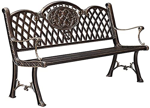 Garden Benches , Patio Bench Park Bench Outdoor Conversation Couch, Park Terrace Bench Outdoor Bench, Weatherproof Cast Aluminum Retro Garden Bench, Decorative Lawn Benches Courtyard and Porch, 2-3 Se
