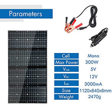 AIZYR 300W 18V Monocrystalline Foldable Solar Panel - Portable olar Power Charger with 5V USB Port for Camping/Boat/RV/Travel/Home Working