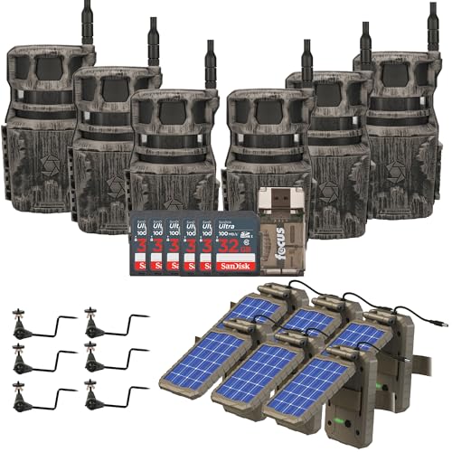 Stealth Cam Revolver 40MP Cellular Trail Camera Bundle with Solar Power Panel, Holder, 32GB Card - 6-Pack