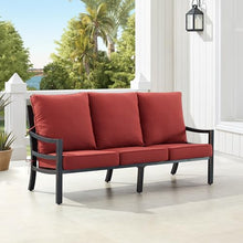 Oakland Living Black Aluminum Patio Deep Seating Outdoor Sofa Couch with Red Cushions