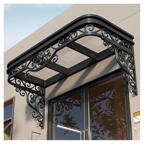 Awnings for Doors, Outdoor Door Window Awning Canopy, with PC Panel, Patio Front Overhang Protection Shelter for Entrances, Porches(Black,90x45x45 cm)