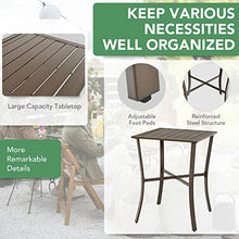 3PCS Patio Rattan Bar Furniture Set Slat Table 2 Cushioned Stools Poolside Brown, Onesize