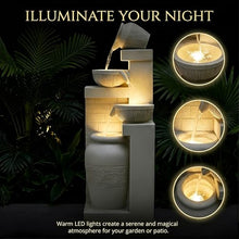 42.52" Outdoor Garden Water Fountain with Lights, 4 Tiers Water Feature