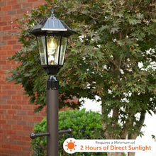 Gama Sonic Black Solar Outdoor Post Light, Windsor Bulb, Cast Aluminum, 3-inch Fitter for Lamp Posts, (Windsor Bulb with 96" Light Pole)