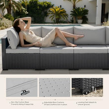 WWR Patio Furniture Set 7 Piece - All-Weather - Wicker Rattan Patio Outdoor Conversation Set, Modular Sectional Sofa for Backyard, Garden, Poolside, Balcony, Porch, Patio, Black/Light Gray