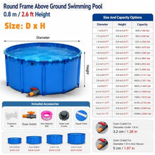 2/2.6/3.3/4 Ft Deep Pool Above Ground with Frame & Drain Outlet