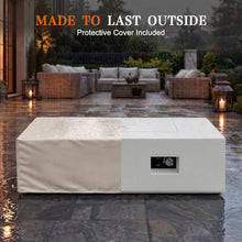 Shintenchi 43" Propane Fire Pit Table for Outside Patio, Off-White
