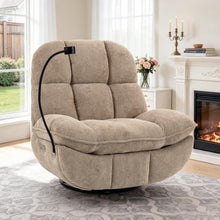 Culect Oversized Wide Swivel Rocker Recliner with Speaker, Khaki Plush