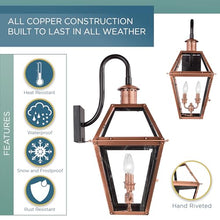 Quoizel Rue De Royal Charleston Outdoor Wall Lantern 22.5 Inch 2-Light Aged Copper