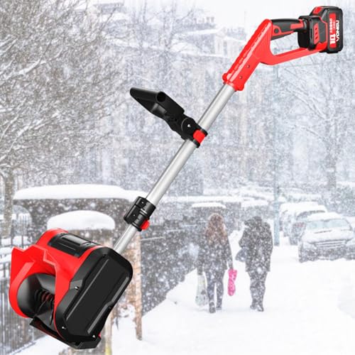 HYUIO Handheld Cordless Electric Snow Shovel,Cordless Electric Snow Blower,Electric Snow Thrower,with 2 Battery/Charger/The Length of The Pole Can Be Adjusted,B