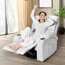 LEVELEVE Rocking Recliner Chair, Massage Rocker Recliner Chair with Vibration Massage and Heat, USB and Type-C Ports,360° Swivel Faux Leather Chairs, Living Room, Bedroom, Nursery, RV, Light Grey