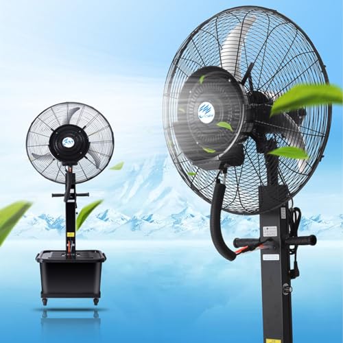 Outdoor Misting Fan Commercial Oscillating Fan for Patio, Portable Industrial Floor Pedestal Fan, Water Mist Cooling Spray Fan, with with 11 Gallon Tank, 3 Speeds ( Color : Fixed , Size : 65cm(26in) )