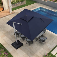 PURPLE LEAF Patio Cantilever Umbrella 9' X 12' Large Double Top, Navy Blue