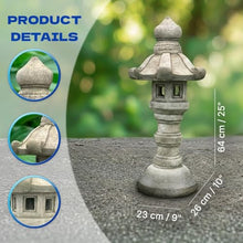 OLOMA Concrete Japanese Pagoda Lantern Garden Statue Outdoor Sculpture Cement Zen Lantern Figurine Patio Decor Yard Ornament Lawn Accent Landscape Lantern lover gift