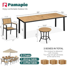 Pamapic 10-Piece Patio Dining Set Outdoor Aluminum Furniture with Teak Table Top and 8 Stackable Chairs