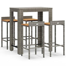 KDVXBCQJH 5 Piece Patio Bar Set Gray Outdoor Poly Rattan Table Stools