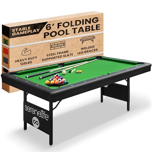 SereneLife Folding Pool Table Green