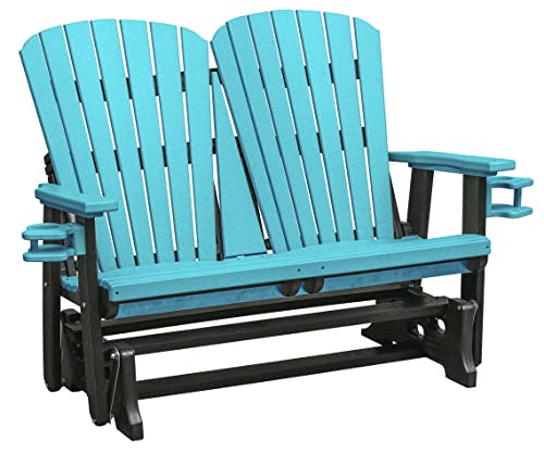 American Furniture Classics Dual Fan Back Glider Aruba Blue and Black