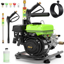 Commercial 3500PSI Gas Pressure Washer, 2.4GPM 79.7CC 2.5 HP Professional Gas Power Washer with 5 Nozzles 25FT Hose 1LFoam Bottle for Car Fence Driveway Yard Garden (EPA/CARB/ETL Compliant), Green