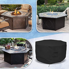 Octagon Fire Pit Cover 18 Oz Waterproof - 100% Weather Resistant Outdoor Fire Pit Table Cover with Air Pocket & Drawstring for Snug Fit (40" H x 65" D, Black)