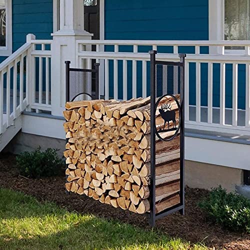LFSDFJ Outdoor 4ft Firewood Log Rack,Large Heavy Duty Wood Storage Holder,Floor Lumber Organizer for Patio/Garden/Porch/Deck,Metal Iron,Firewood Rack