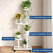 ARTUNV Mobile 5 Tier Plant Stand With Wheels, Tall Metal Flower Display Rack For Multiple Plants, Corner Shelving Unit For Indoor Balcony & Patio Decoration(Color:Black)