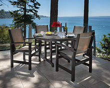Polywood® Coastal 5-Piece Round Farmhouse Dining Set in Black/Metallic Sling